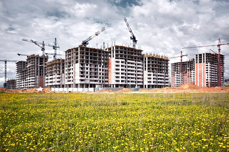 large building blocks being constructed