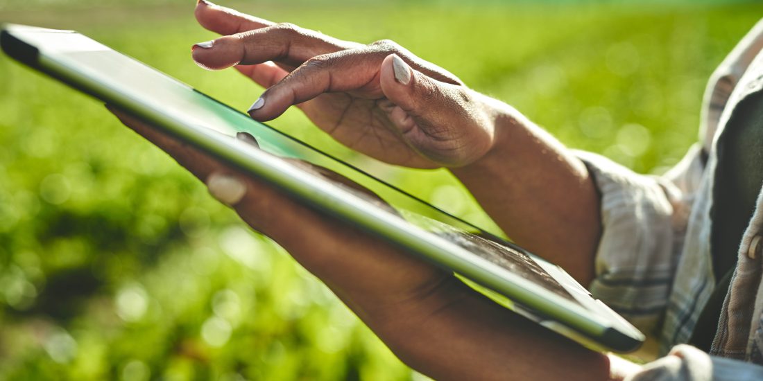 woman hands with tablet