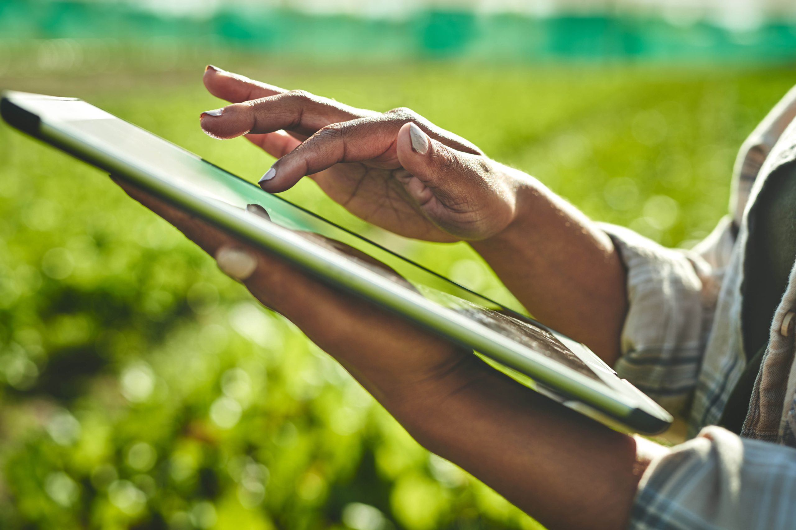 woman hands with tablet